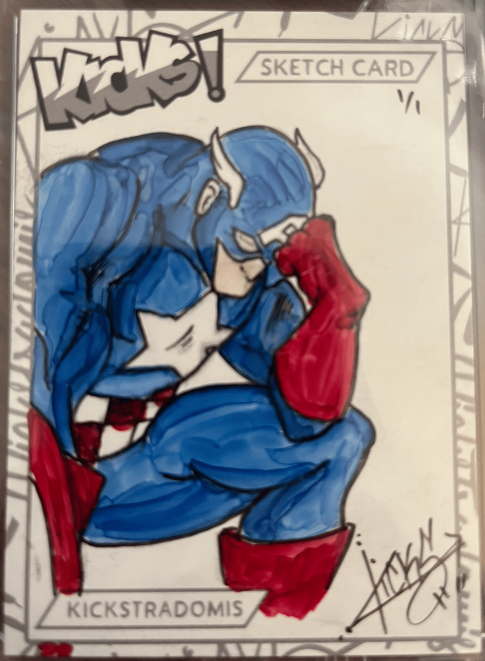 Kicks! 1of1 Sketch Captain America